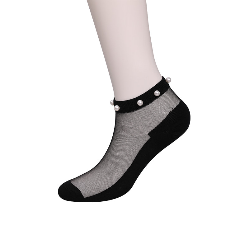 Moda naylon şeffaf ipek pamuk alt kadın tekne çorap üst inci cam kristal ipek kadın tekne çorapları WSD1288