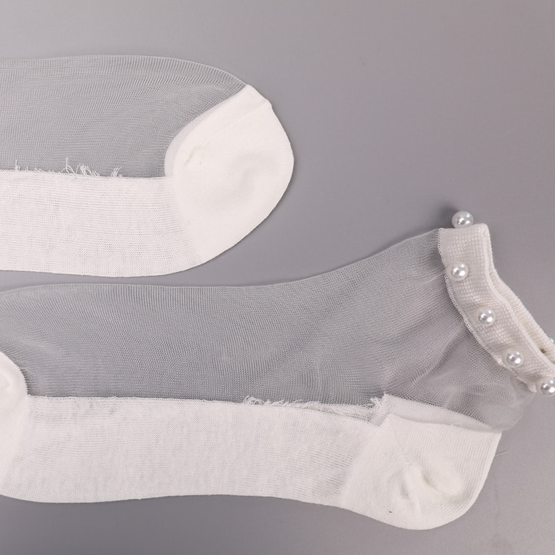 Moda naylon şeffaf ipek pamuk alt kadın tekne çorap üst inci cam kristal ipek kadın tekne çorapları WSD1288