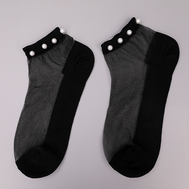 Moda naylon şeffaf ipek pamuk alt kadın tekne çorap üst inci cam kristal ipek kadın tekne çorapları WSD1288