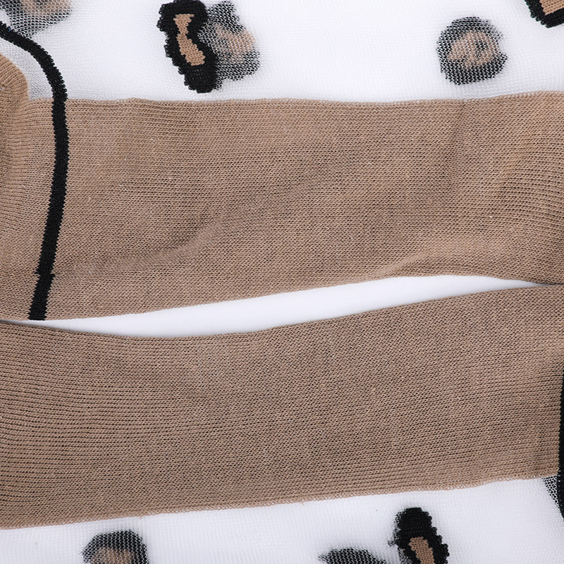 Moda şeffaf naylon ipek pamuk alt kadın çorapları Leopar desen çiçek şeffaf ipek kadın çorapları Kristal ipek kadın çorapları WSD1939